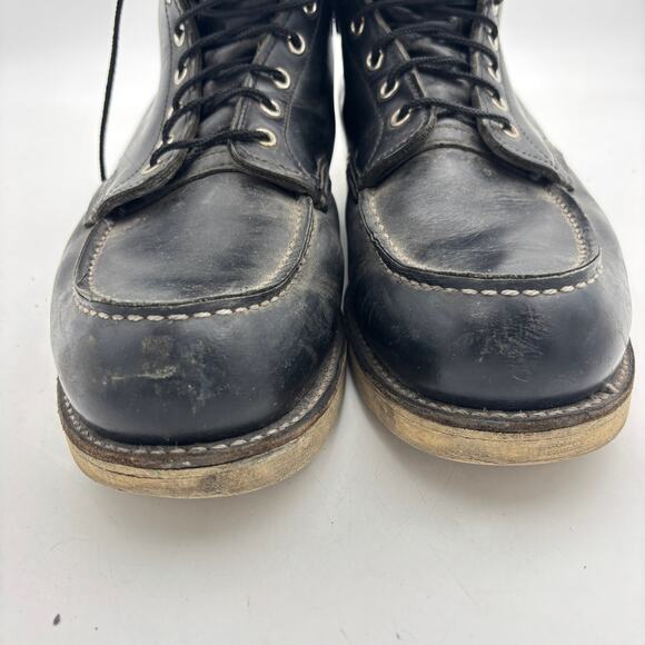 Red Wing 8130 Moc Toe Black Leather Boots Men\'s 13D Workwear USA Rare